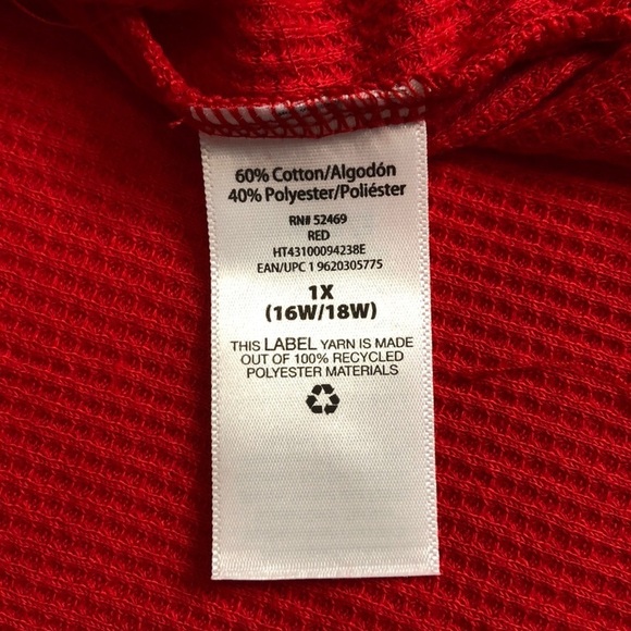 HOLIDAY TIME Tee Shirt 4/3 Sleeve Red/Gray Size 1X (16W-18W) - Picture 10 of 12